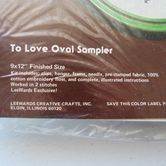 To Love Oval Sampler LeeWards Cross Stitch Kit With Frame #14-63090 - Picture 3 of 10